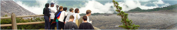 Tour group at the viewpoint in the Po�s National Park, viewing the crater